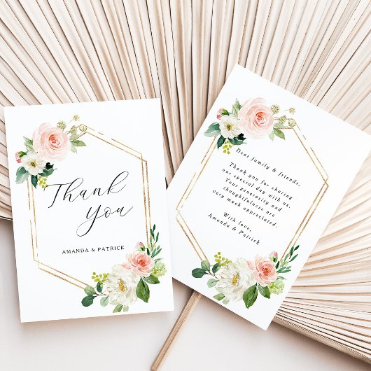 Hexagon Gold Lijst Blush Pink Floral bedankt