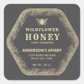  Hexagon gouden honingbijenhoning Vierkante Sticker (Voorkant)