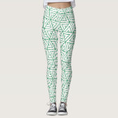 Hexagon Groen Wit Minimaal Patroon Leggings (Voorkant)