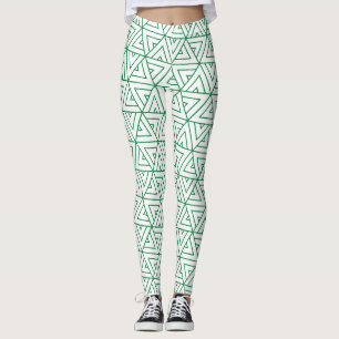 Hexagon Groen Wit Minimaal Patroon Leggings