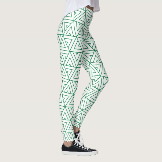 Hexagon Groen Wit Minimaal Patroon Leggings (Rechts)
