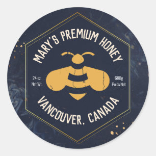 Hexagon Honey Bee Logo Honey Jar Ronde Sticker