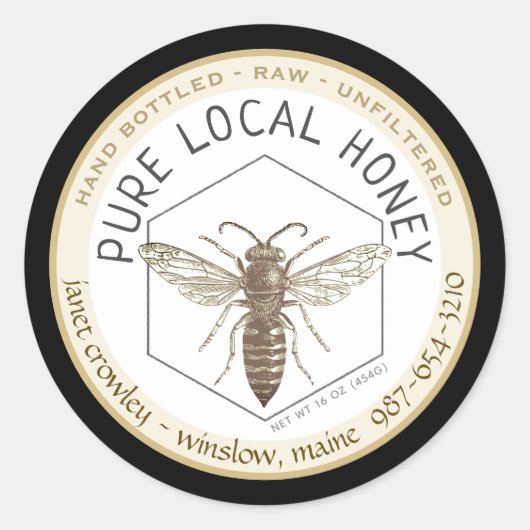 Hexagon Honingbij Honingbijenhouders Label (Voorkant)