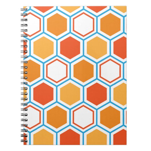 Hexagon in orange, blue and white notitieboek (Voorkant)