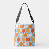 Hexagon in oranje, blauwe en witte kruiszak crossbody tas (Voorkant)