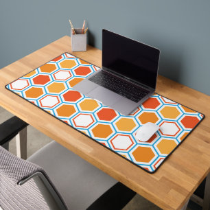 Hexagon in oranje, blue and white bureaumat