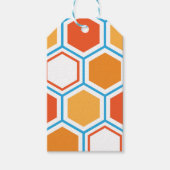 Hexagon in oranje, blue and white cadeaulabel (Voorkant)