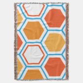 Hexagon in oranje, blue and white deken (Voorkant Verticaal)