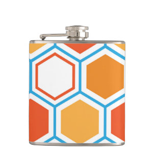 Hexagon in oranje, blue and white heupfles