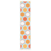 Hexagon in oranje, blue and white korte tafelloper (Voorkant)