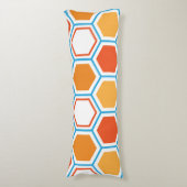 Hexagon in oranje, blue and white lichaamskussen (Voorkant Verticaal)