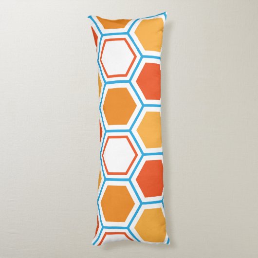 Hexagon in oranje, blue and white lichaamskussen (Achterkant (Verticaal))