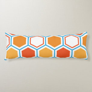 Hexagon in oranje, blue and white lichaamskussen