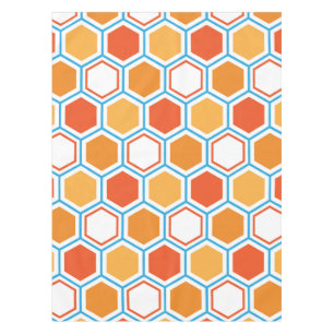 Hexagon in oranje, blue and white tafelkleed