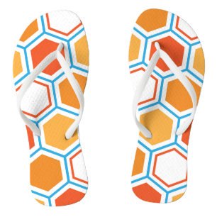 Hexagon in oranje, blue and white teenslippers