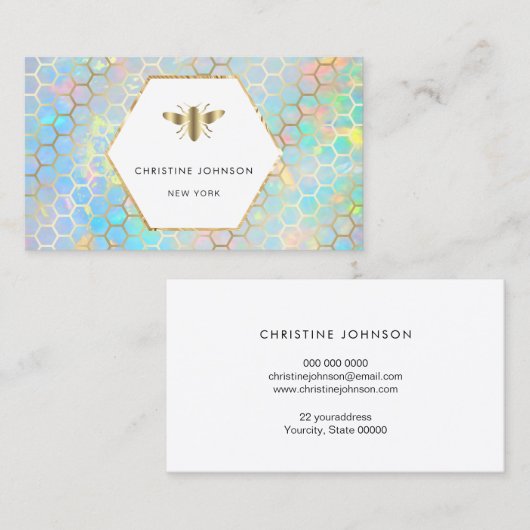 hexagon-label bijen logo visitekaartje (Voorkant / Achterkant)