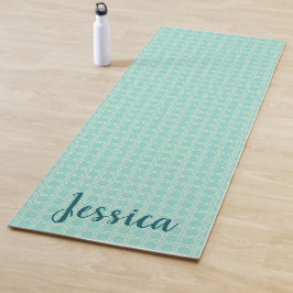 Hexagon Lichtblauw & Blauwgroen / Jouw naam Yogamat