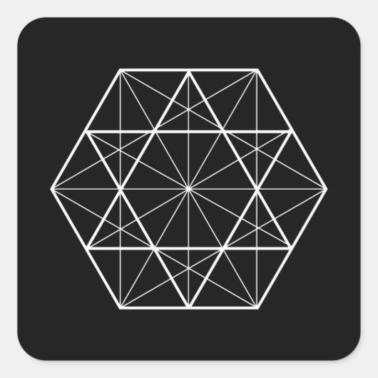 Hexagon lijnen heilige geometrie vierkante sticker (Voorkant)