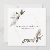 Hexagon Lijst Gouden Waterverf Bloemenbruiloft Kaart (Achterkant)