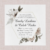 Hexagon Lijst Gouden Waterverf Bloemenbruiloft Kaart