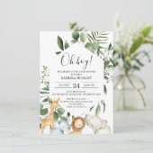 Hexagon Lijst Greenery Safari Baby shower Kaart (Staand voorkant)