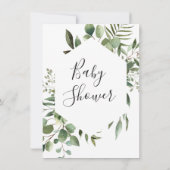 Hexagon Lijst Greenery Safari Baby shower Kaart (Achterkant)