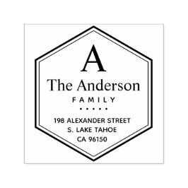 Hexagon logo familie retouradres  zelfinktende stempel