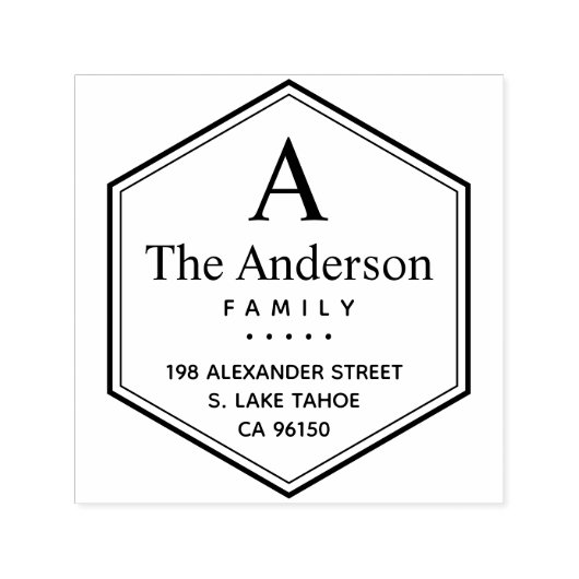 Hexagon logo familie retouradres  zelfinktende stempel (Design)