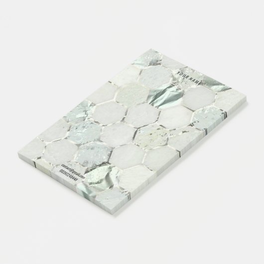 Hexagon Marble Mint Green Silver Lux Name Adress Post-it® Notes (Schuin)