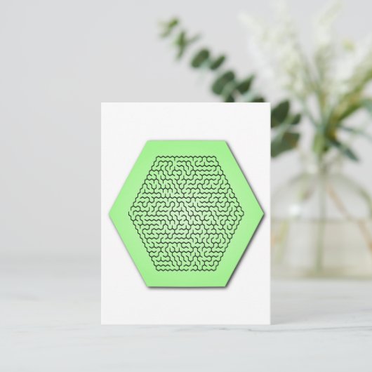 Hexagon Maze Briefkaart (Staand voorkant)