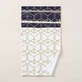 Hexagon Modern Navy Blue Gold Geometric Glam Bad Handdoek (Handdoek)