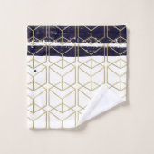 Hexagon Modern Navy Blue Gold Geometric Glam Bad Handdoek (Wasdoekje)