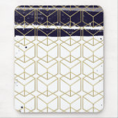 Hexagon Modern Navy Blue Gold Geometric Glam Muismat (Voorkant)