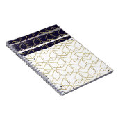 Hexagon Modern Navy Blue Gold Geometric Glam Notitieboek (Rechterzijde)