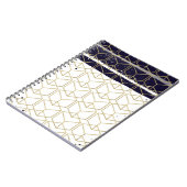 Hexagon Modern Navy Blue Gold Geometric Glam Notitieboek (Linkerzijde)