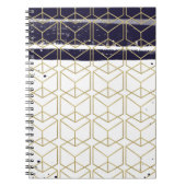 Hexagon Modern Navy Blue Gold Geometric Glam Notitieboek (Voorkant)