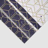 Hexagon Modern Navy Blue Gold Geometric Wedding Tissuepapier (Detail)