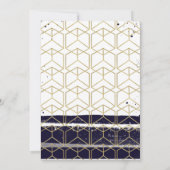 Hexagon Modern Navy Blue Gold Geometrisch Verlovin Kaart (Achterkant)