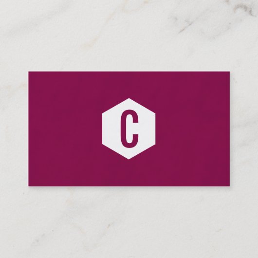Hexagon monogram donkerroze visitekaartjes (Voorkant)