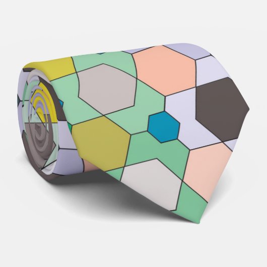 Hexagon Mosaic Pattern Stropdas (Opgerold)