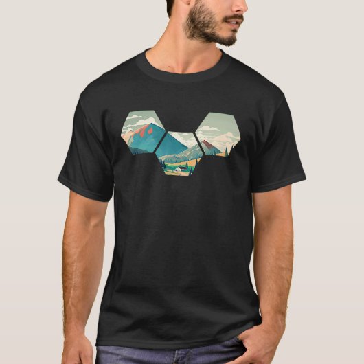 Hexagon Mountains I Geometric Shape Wilderness Nat T-shirt (Voorkant)