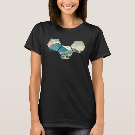 Hexagon Mountains I Geometric Shape Wilderness Nat T-shirt (Voorkant)