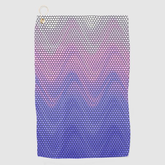 Hexagon Paarse Roze Abstract Patroon Golfhanddoek (Voorkant)