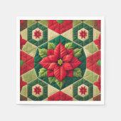 Hexagon Patchwork Poinsettia Decoupage Servetten (Voorkant)