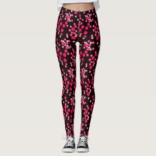 Hexagon patroon 03b.Roze zwarte BG Leggings