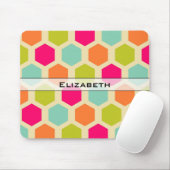 Hexagon Patroon in  kleuren, gepersonaliseerd Muismat (Met muis)