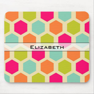 Hexagon Patroon in  kleuren, gepersonaliseerd Muismat