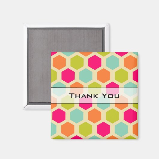 Hexagon Patroon in  kleuren Hartelijk dank Magneet (Voorkant / Achterkant)