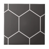 Hexagon Pattern Black Ceramic Tile Tegeltje (Voorkant)
