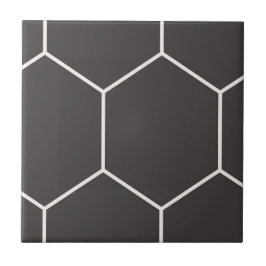 Hexagon Pattern Black Ceramic Tile Tegeltje